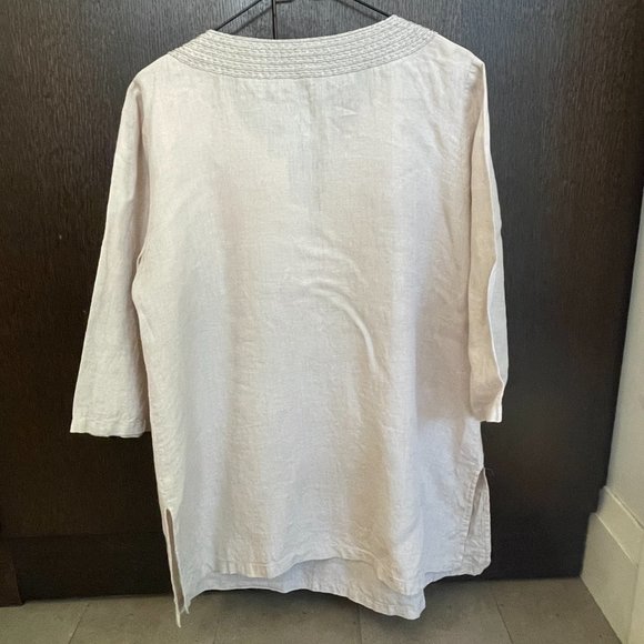 Tommy Bahama Light Tan Linen Tunic with Beading - Size XL - Picture 8 of 10